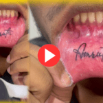 Lover's name tattoo on the lips! The video went viral