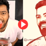 A fan painted Virat Kohli with his tongue