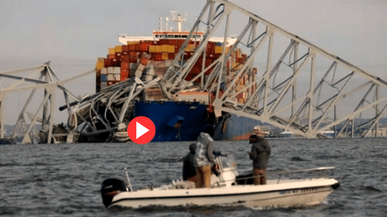 The bridge collapsed due to the impact of the ship