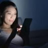 What women do at night on mobile phones