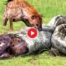 Viral Video The hyena survived from the mouth of the python