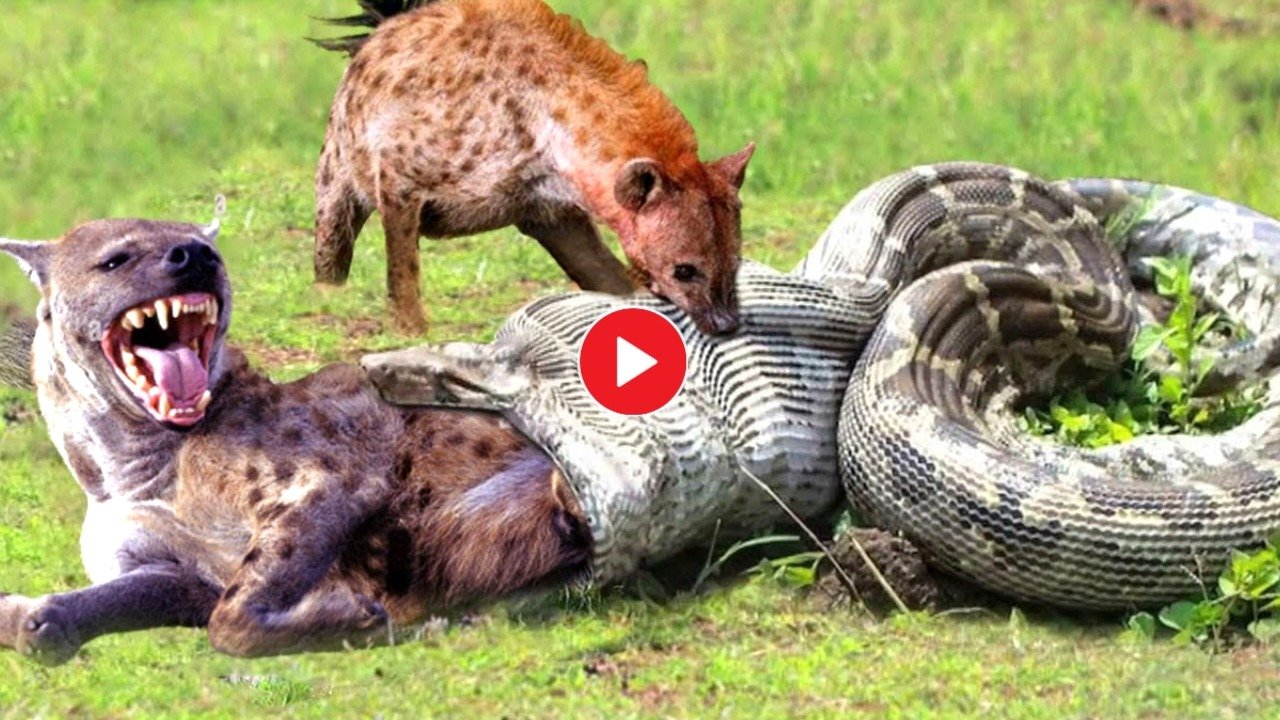 Viral Video The hyena survived from the mouth of the python