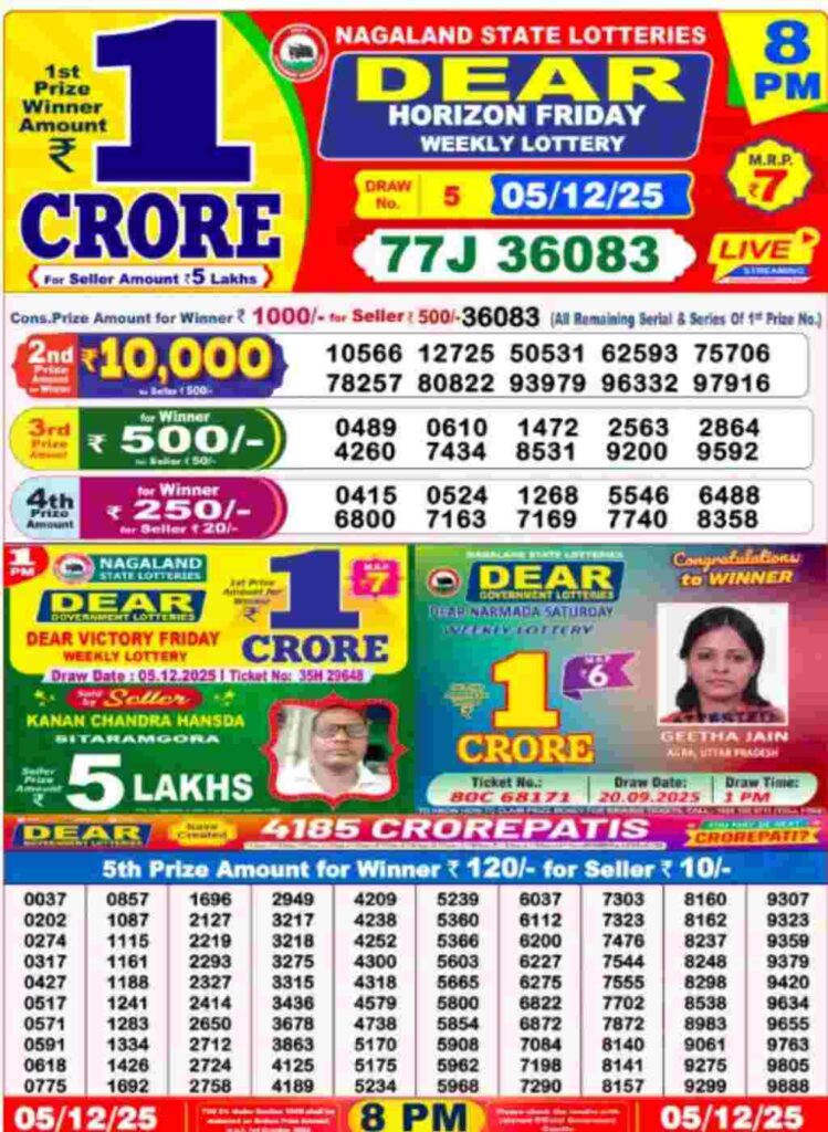 Lottery Sambad Result 05/12/2025 (8:00 PM)