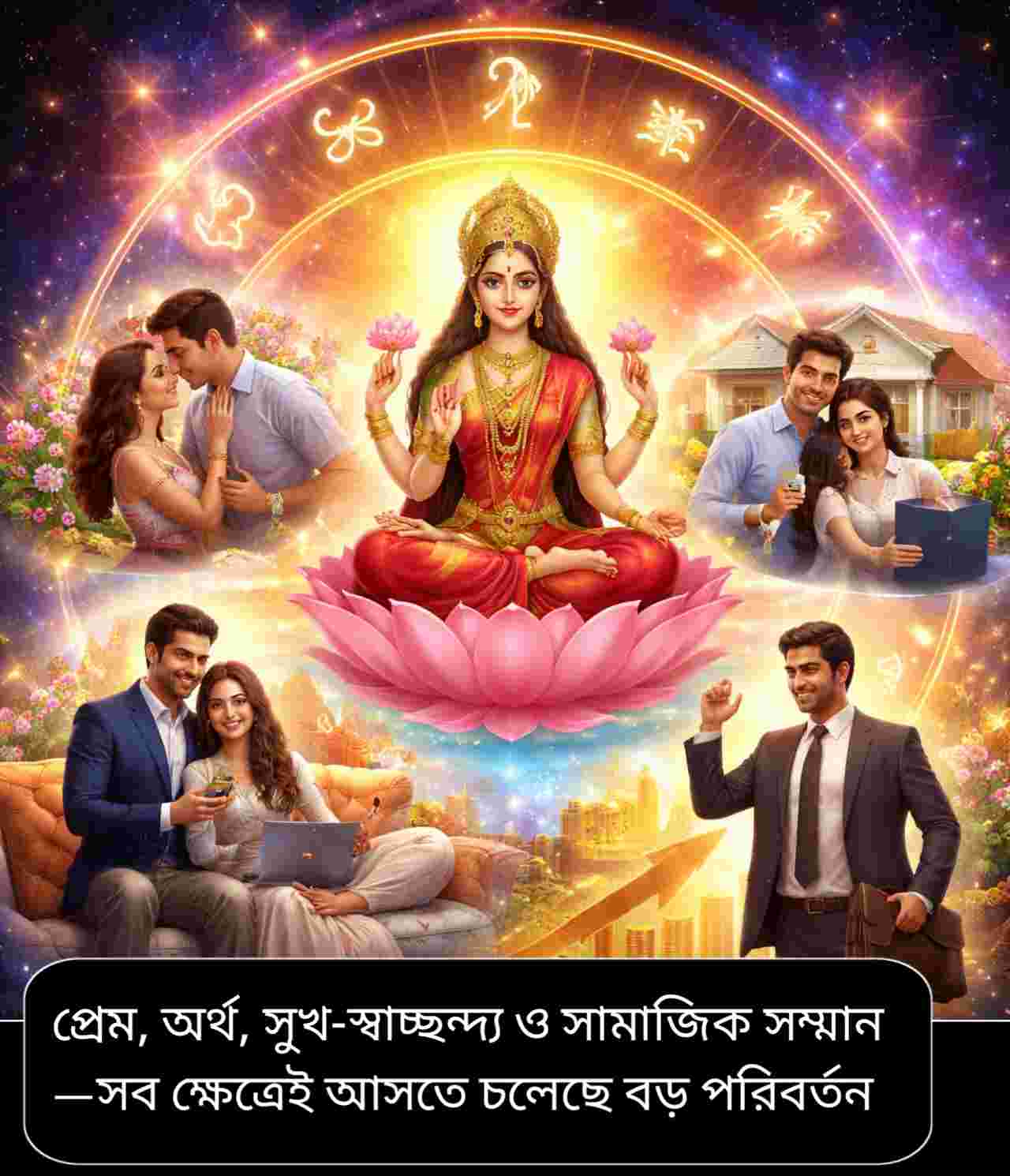 পূর্বাষাঢ়া নক্ষত্রে শুক্র গোচর: প্রেম, অর্থ ও সৌভাগ্যের জোয়ার ৪ রাশিতে