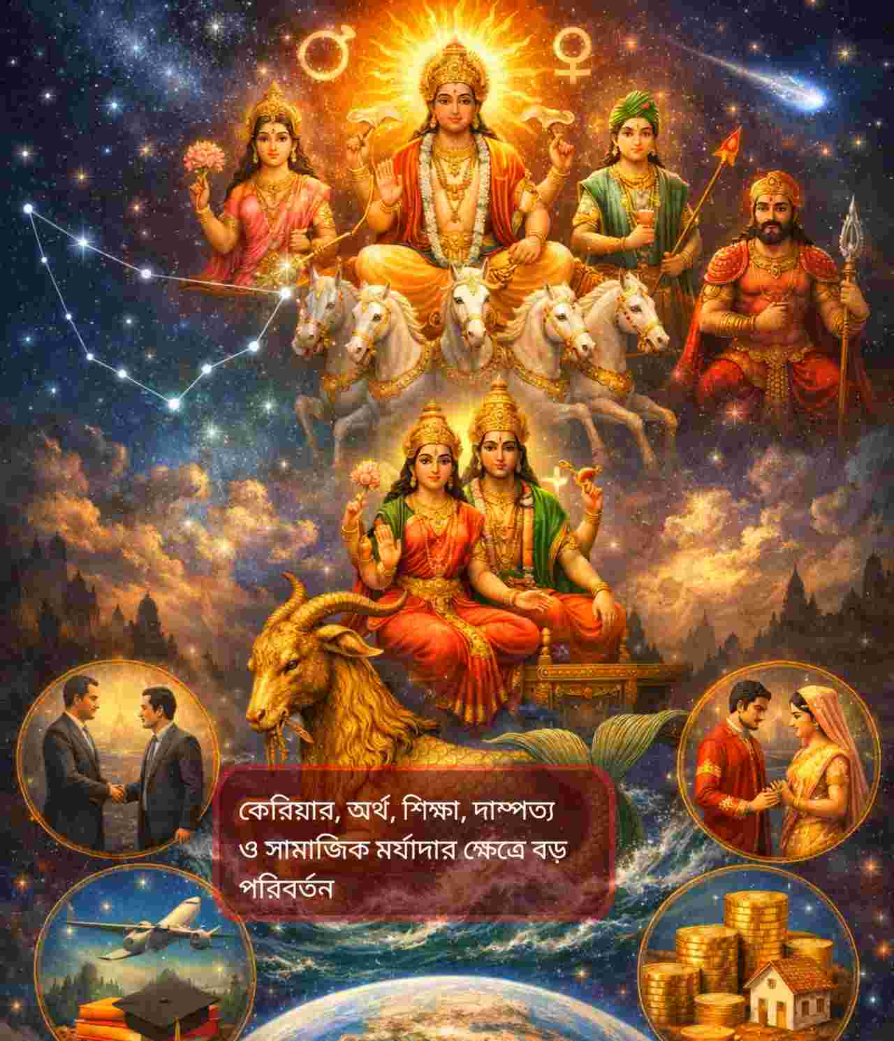 চার মহাযোগের বিরল মিলন: ১৭ জানুয়ারি থেকে বদলাতে চলেছে ৫ রাশির ভাগ্য