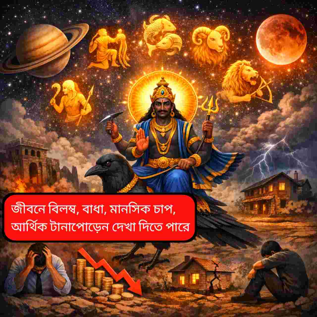 ছাব্বিশে শনির কালো ছায়া: সাড়েসাতি ও ঢাইয়ায় নাজেহাল ৫ রাশির জীবন