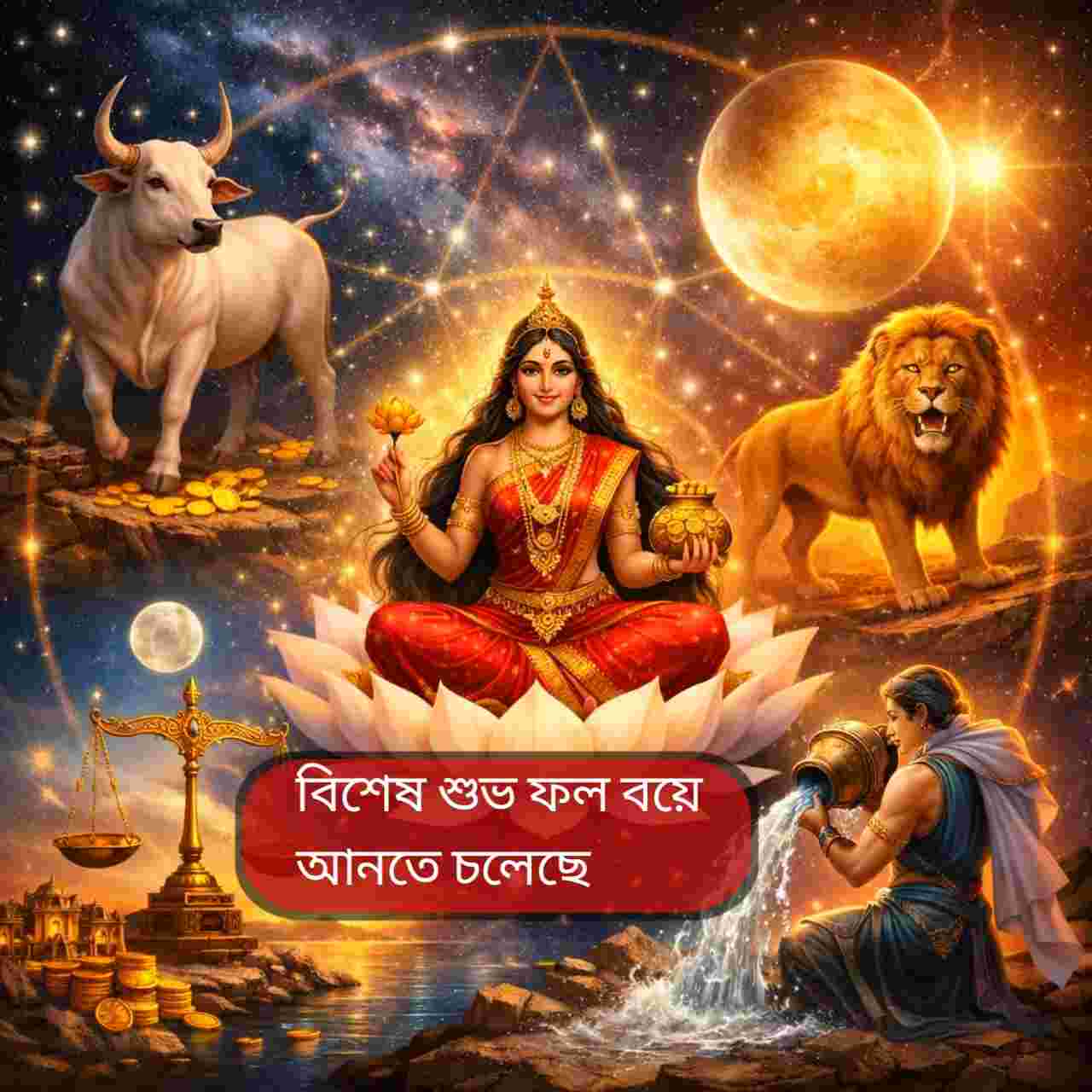 বৃষ, সিংহ, তুলা ও কুম্ভ রাশির জীবনে সুখ-সমৃদ্ধির জোয়ার