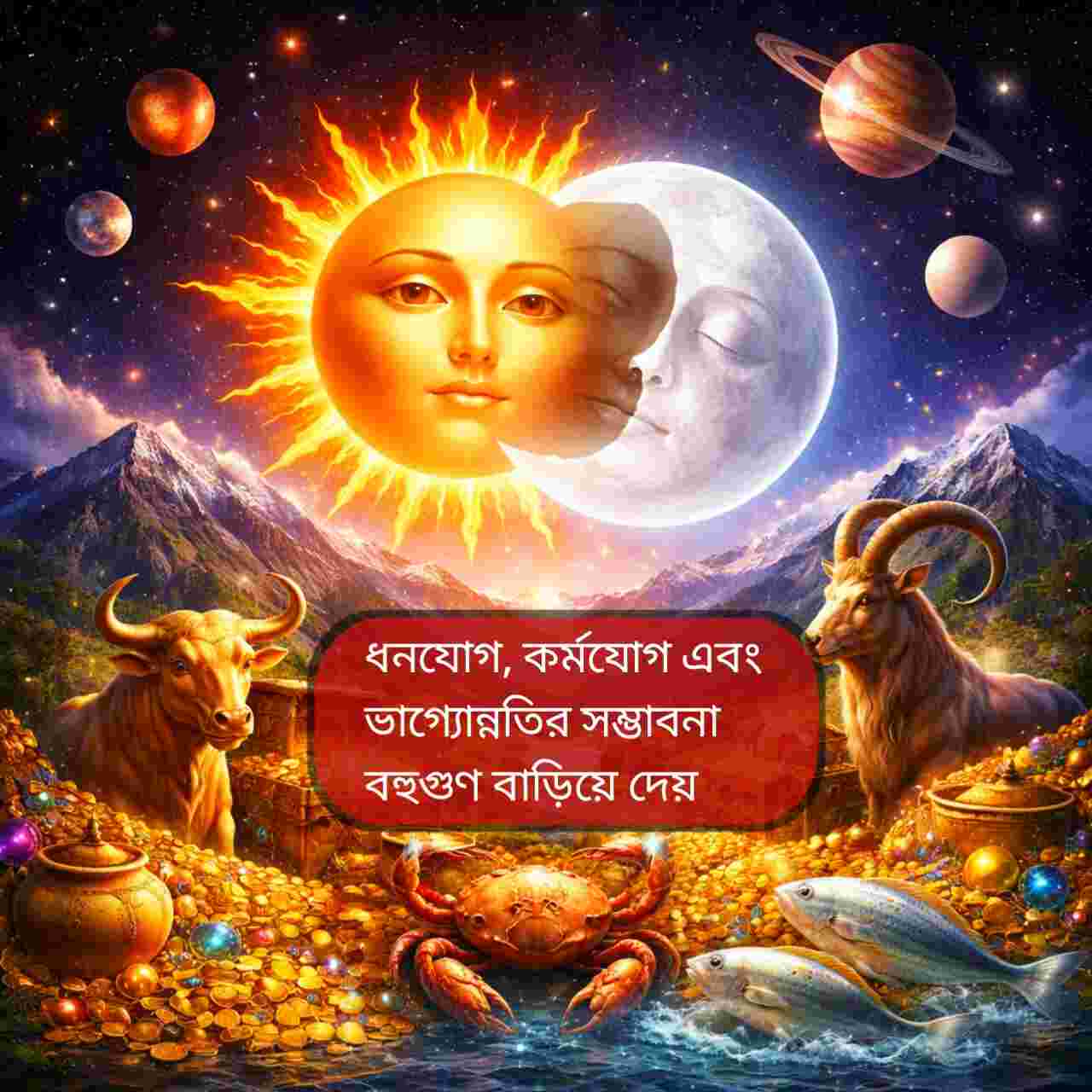 শনির রাশিতে সূর্য-চন্দ্রের শক্তিশালী যুতি, চার রাশির ভাগ্যে অর্থ ও সাফল্যের যোগ
