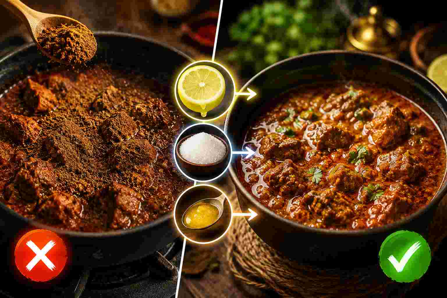 Recipe: কষা মাংসে বেশি গরমমশলা পড়ে তিতকুটে স্বাদ? ৩ উপকরণেই ফিরতে পারে রান্নার আসল স্বাদ