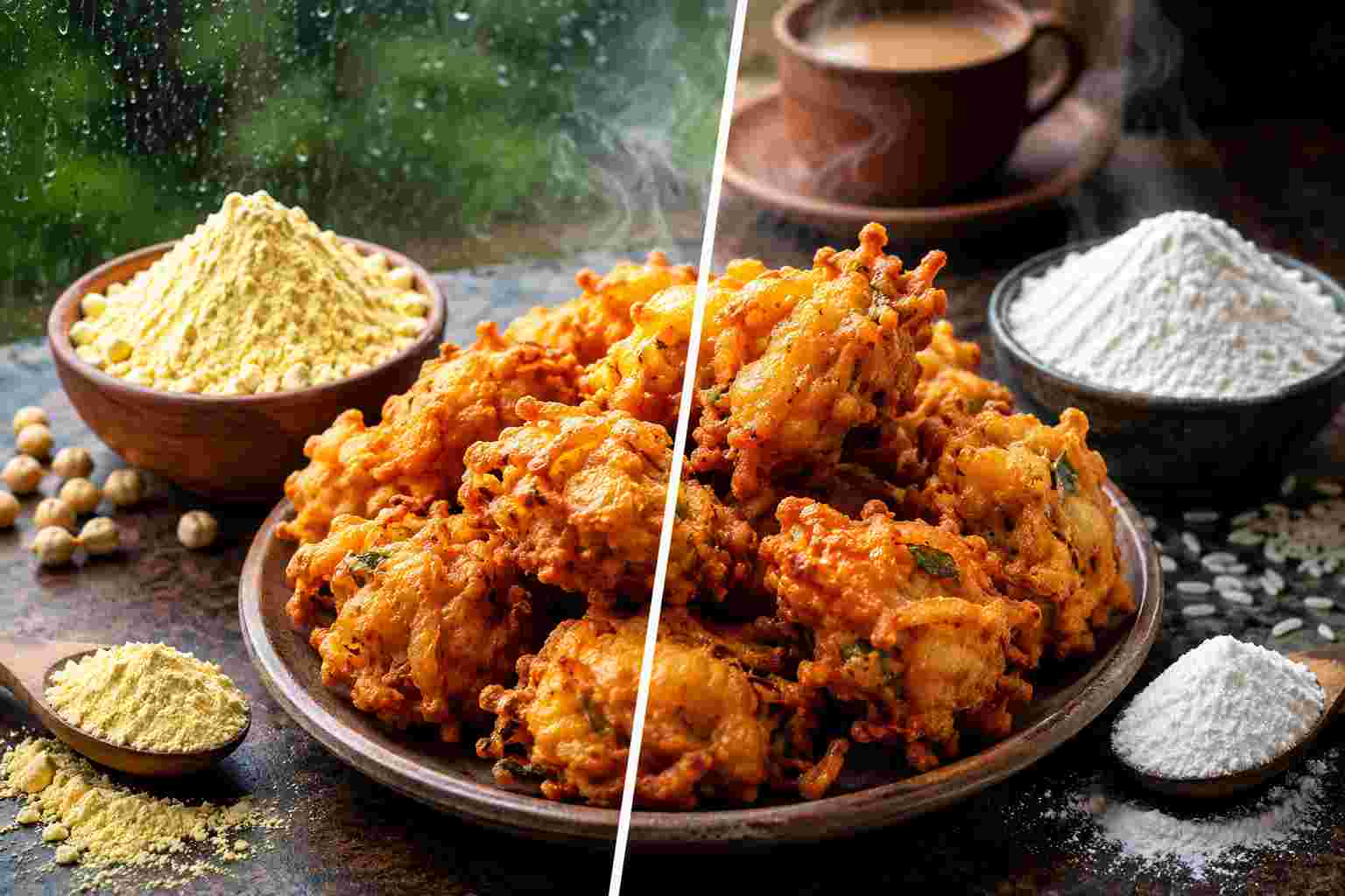 Recipe: খাস্তা পকোড়ার রহস্য কী? বেসন না চালগুঁড়ি, কোন উপাদানে মিলবে মুচমুচে স্বাদ