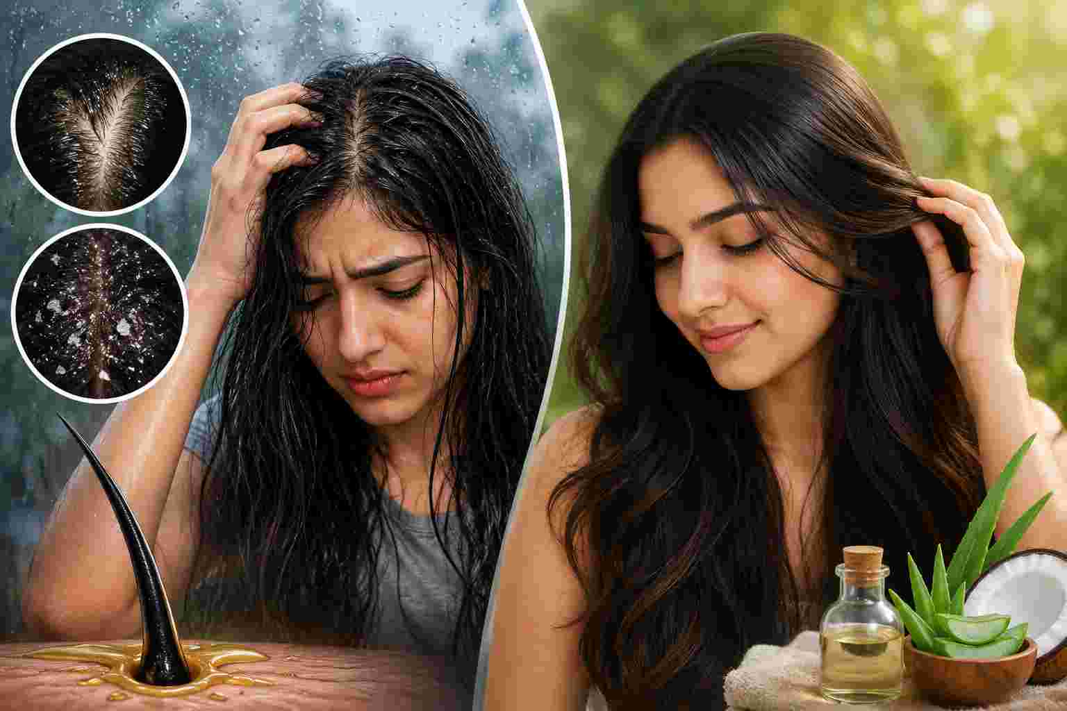 Lifestyle: বর্ষায় মাথার ত্বক তেলচিটে, চুল রুক্ষ? কেন বাড়ে এই সমস্যা, জানুন সমাধান