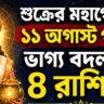 ১১ অগাস্ট পর্যন্ত ভাগ্য খুলবে ৪ রাশির, আসছে ধন-সম্পদের জোয়ার
