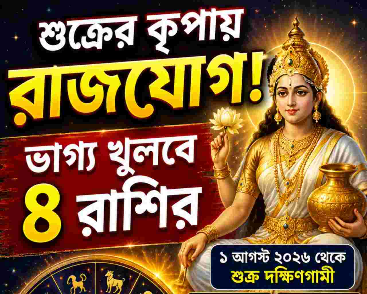 শুক্রের কৃপায় রাজযোগ, ভাগ্য খুলবে ৪ রাশির