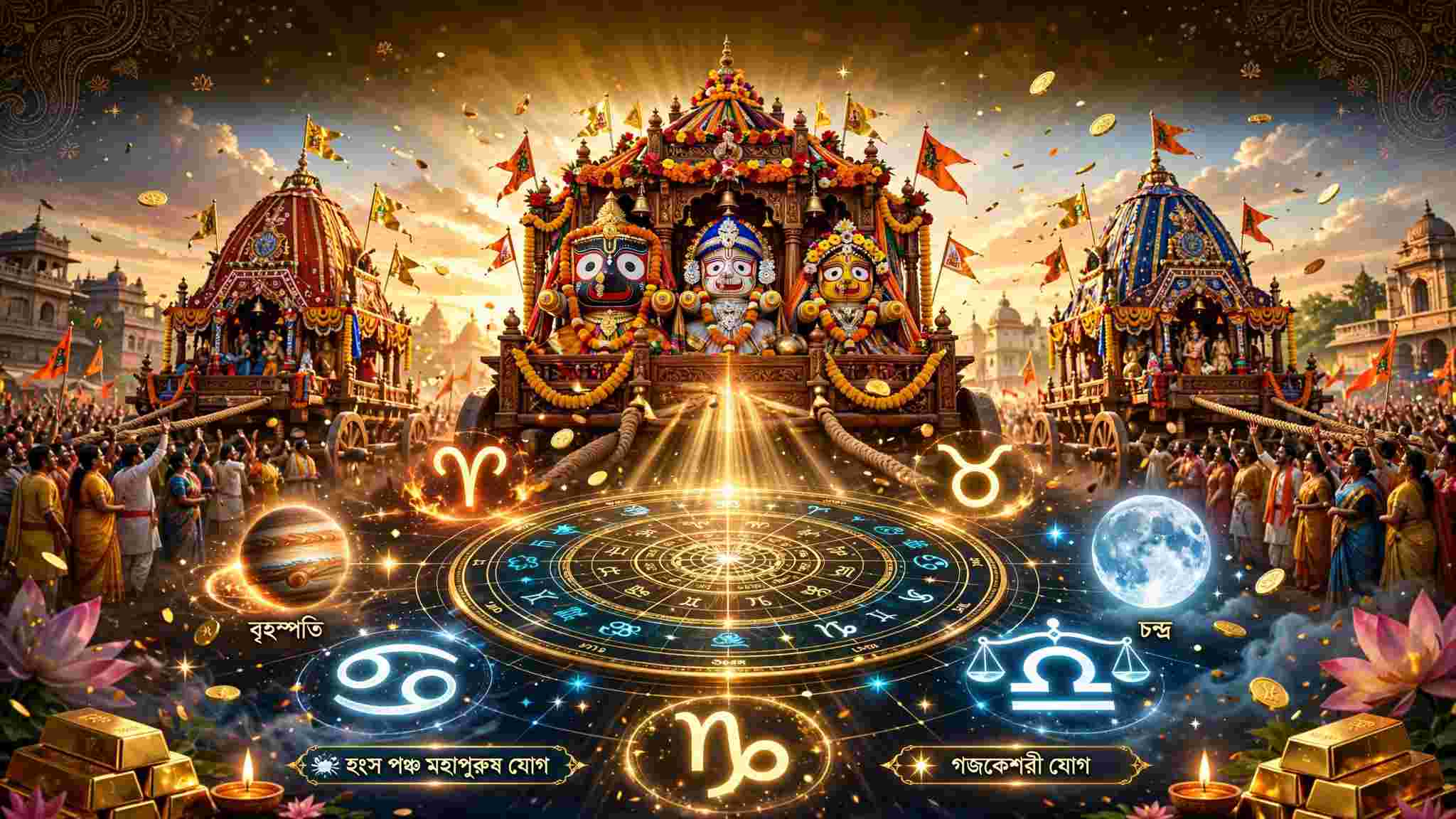 Rath Yatra Lucky Yog 2026: হংস ও গজকেশরী যোগে খুলতে পারে ৫ রাশির ভাগ্য, মিলতে পারে ধন-সম্পদ ও সাফল্য