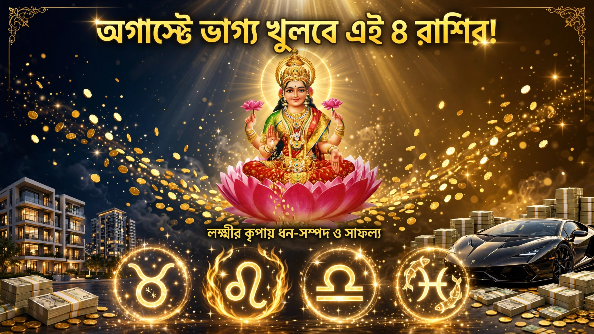 August Lucky Zodiac Sign 2026: অগাস্টে দেবী লক্ষ্মীর কৃপায় ভাগ্য খুলতে পারে এই ৪ রাশির, মিলতে পারে ধন-সম্পদ ও সুখবর