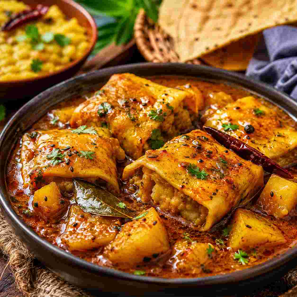 Recipe: ঘরে সবজি নেই? বর্ষার দুপুরে খিচুড়ির সেরা সঙ্গী হতে পারে কষা পাঁপড়ের দোলমা