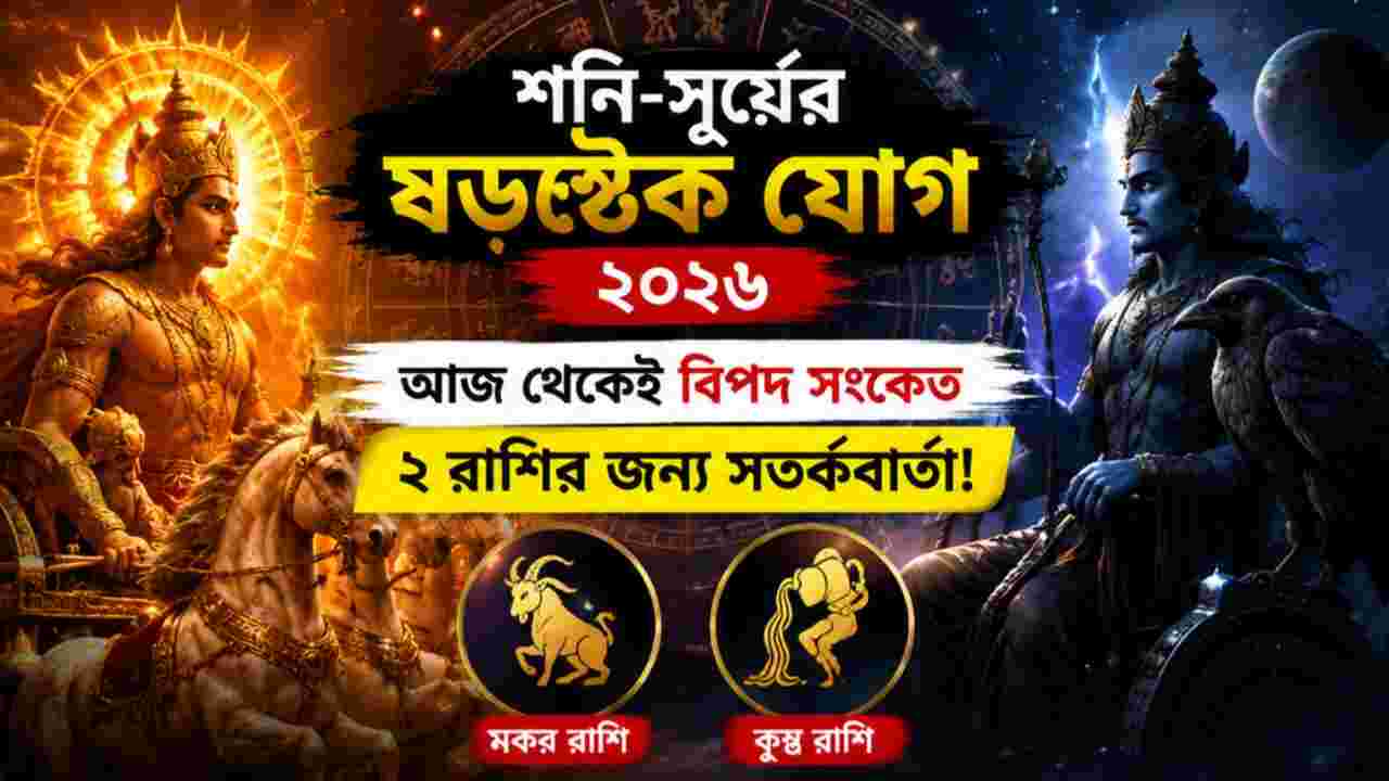 শনি-সূর্যের ষডাষ্টক যোগ ২০২৬: আজ থেকেই সতর্ক ২ রাশি, আসতে পারে আর্থিক ক্ষতি ও কর্মক্ষেত্রে বাধা