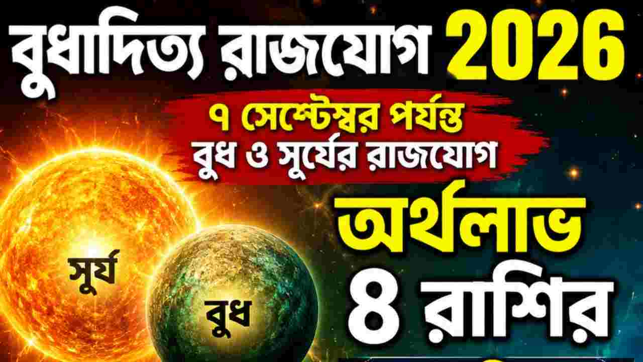 Budhaditya Rajyog 2026: ৭ সেপ্টেম্বর পর্যন্ত বুধাদিত্য রাজযোগ, অর্থলাভ ও চাকরিতে সাফল্য ৪ রাশির
