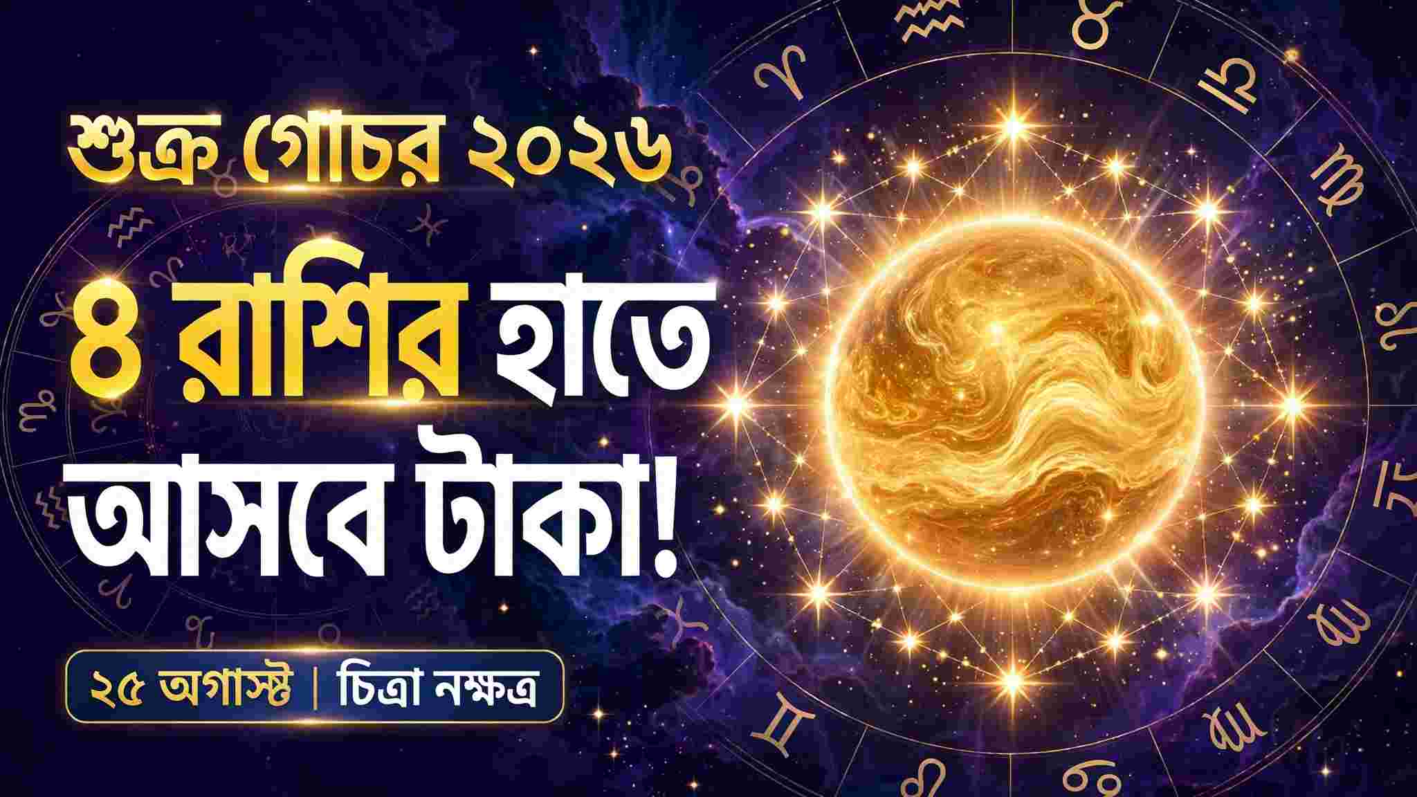 শুক্র গোচর ২০২৬: চিত্রা নক্ষত্রে শুক্র, অর্থ ও কর্মজীবনে বড় সুযোগ ৪ রাশির