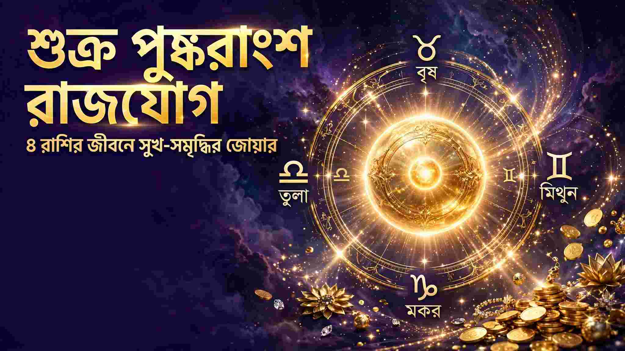 শুক্র পুষ্করাংশ রাজযোগ: আজ থেকে ৪ রাশির জীবনে আসছে সুখ-সমৃদ্ধির জোয়ার