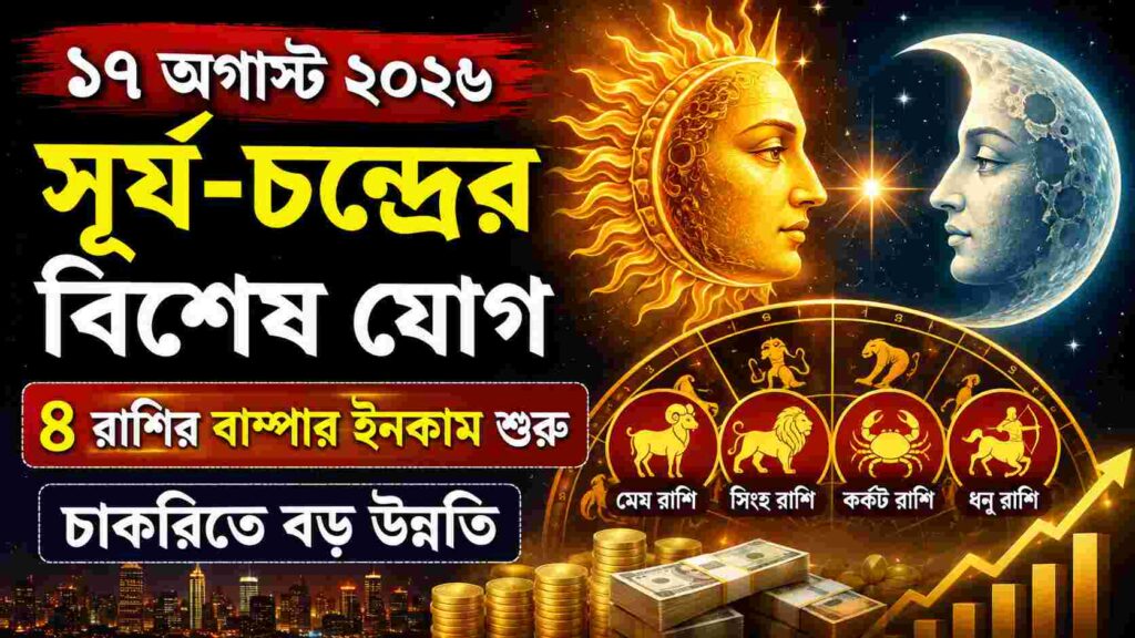 ১৭ অগাস্ট সূর্য-চন্দ্রের বিশেষ যোগ: ৪ রাশির জীবনে আসছে অর্থ ও কেরিয়ারে বড় সাফল্য