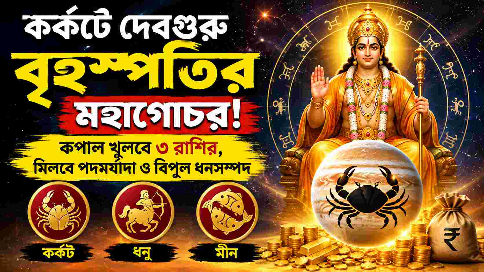 কর্কটে বৃহস্পতির মহাগোচর, ভাগ্য খুলবে ৩ রাশির! পদমর্যাদা ও অর্থলাভের যোগ