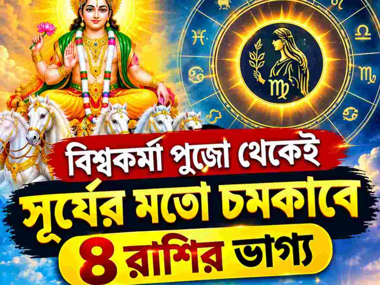 অর্থ-চাকরি-ব্যবসায় আসতে পারে বড় সাফল্য, বিশ্বকর্মা পুজো থেকেই সূর্যের মতো চমকাবে ৪ রাশির ভাগ্য