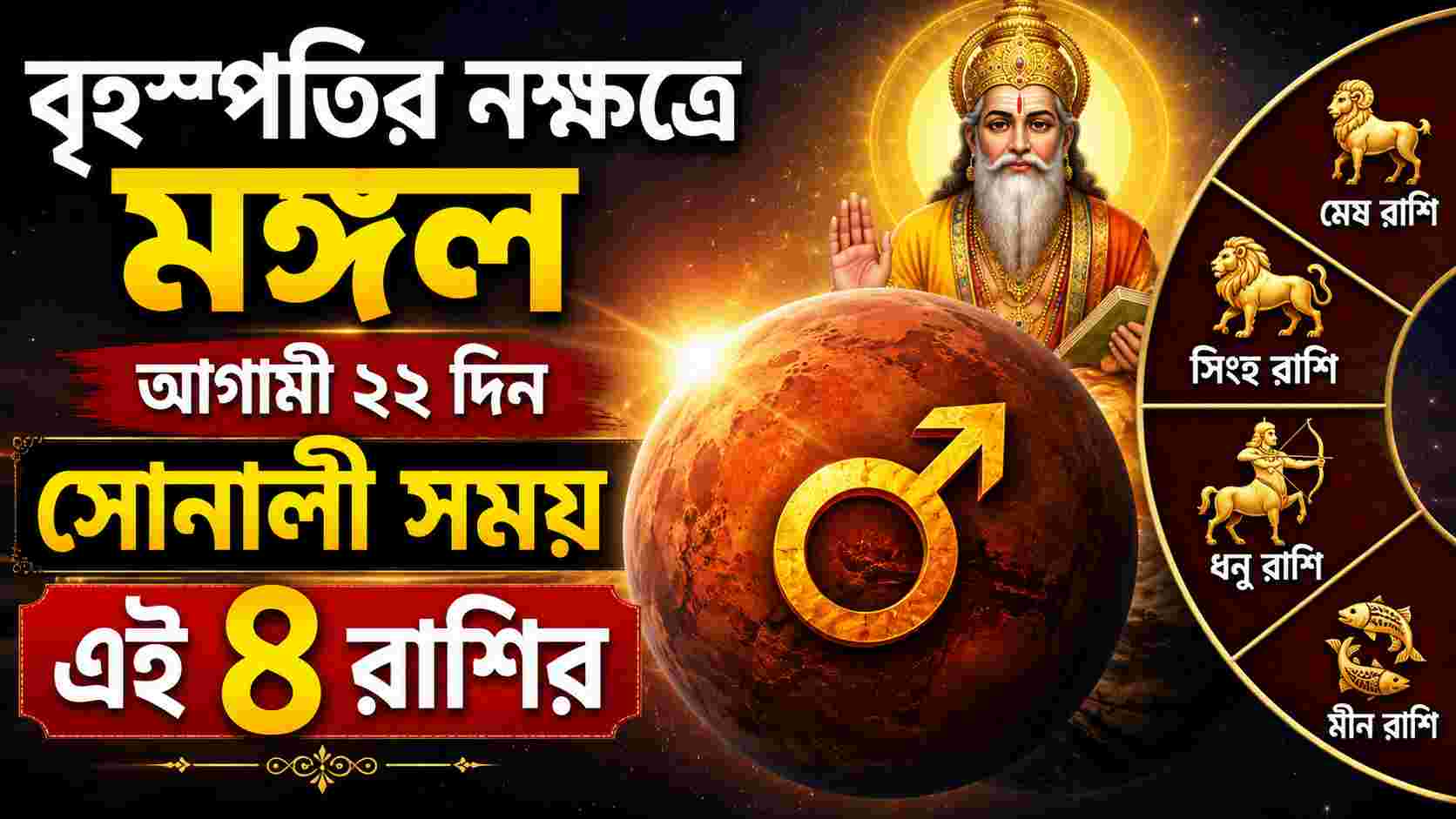 বৃহস্পতির নক্ষত্রে মঙ্গল, আগামী ২২ দিন সোনালী সময় এই ৪ রাশির